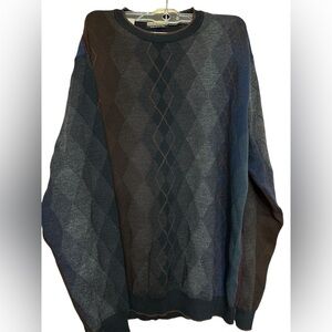 Lenor Romano Sweater Mens L Argyle Extrafine Merino Wool Made In Uruguay